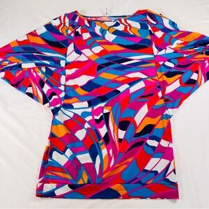 Trina Turk Rio Tunic Swim Coverup Medium Colorful Print Tropical Resortwear